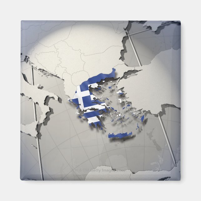 Flagga i Grekland Magnet (Framsidan)
