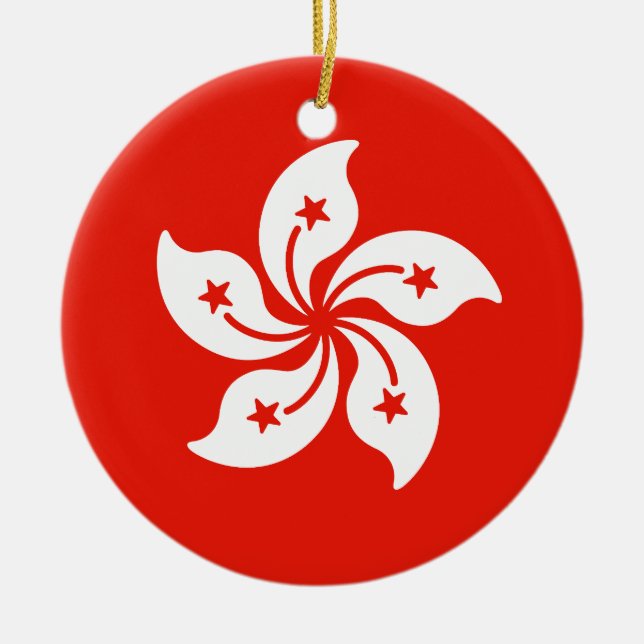Flagga i Hongkong Julgransprydnad Keramik (Framsidan)