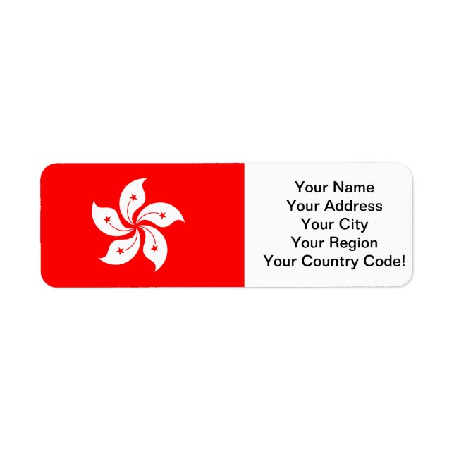 Flagga i Hongkong Returadress Etikett (Framsidan)