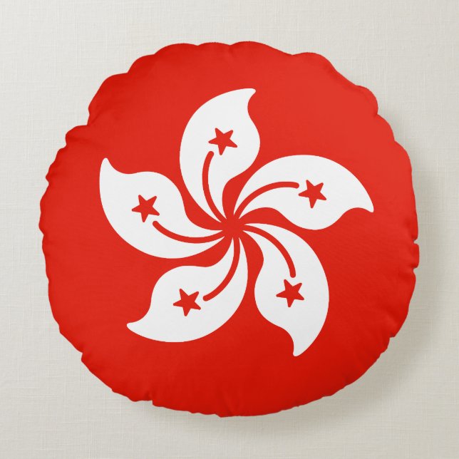 Flagga i Hongkong Rund Kudde (Framsidan)