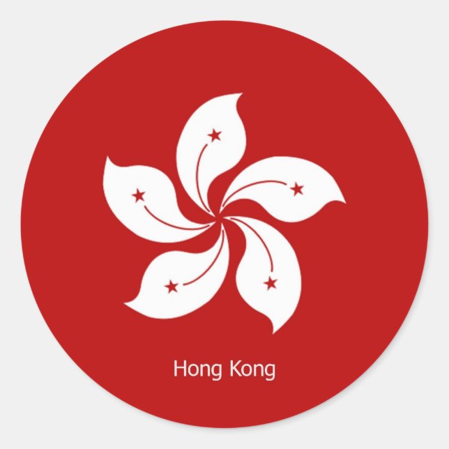 Flagga i Hongkong Runt Klistermärke (Framsida)