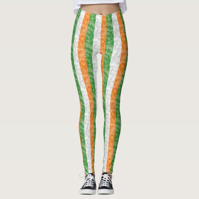 Flagga i Irland med schaktmassor mönster Leggings (Framsida)