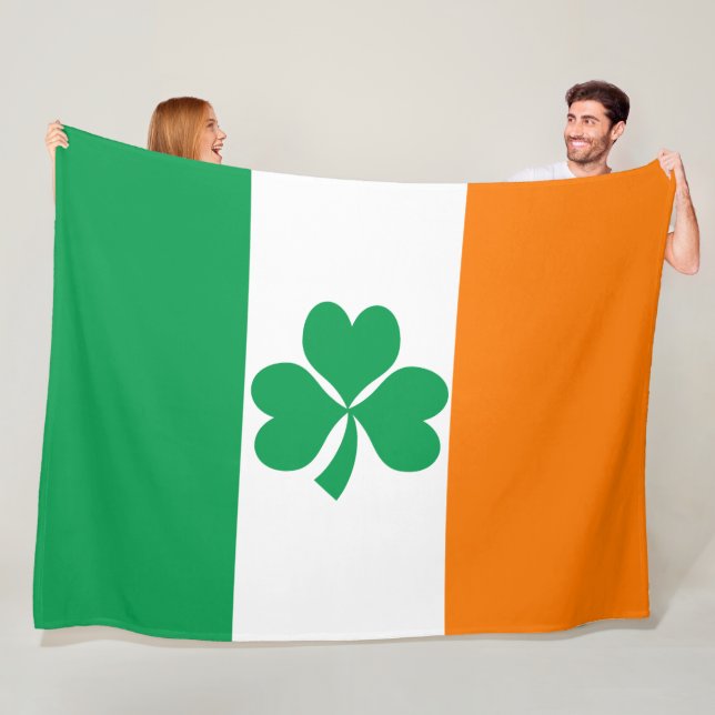 Flagga i Irland Shamrock stor Fleecefilt (På plats)