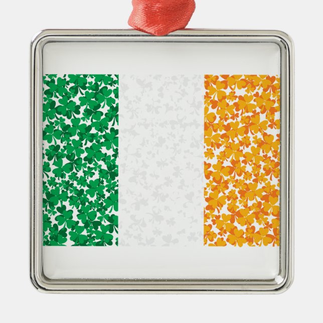Flagga i Irland Shamrocks Julgransprydnad Metall (Framsidan)