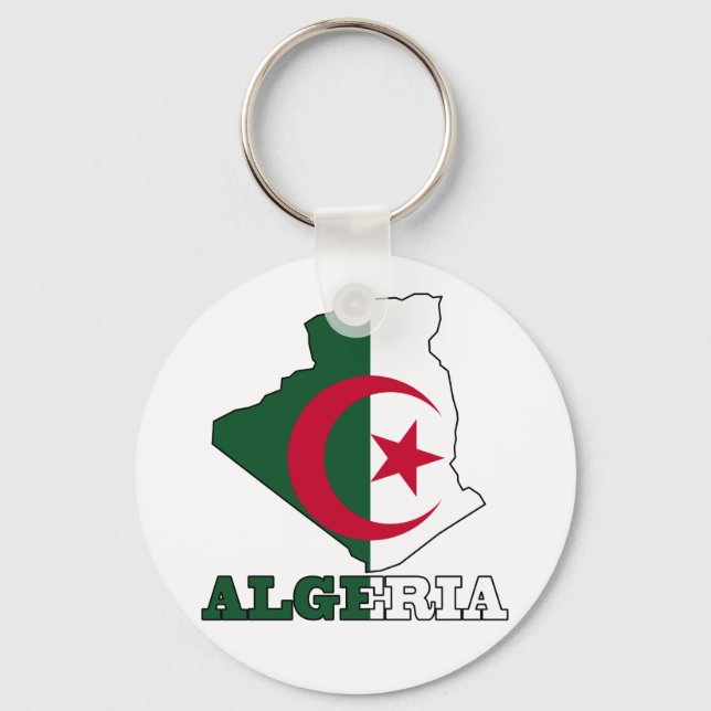 Flagga i Karta Algeriet Nyckelring (Framsida)