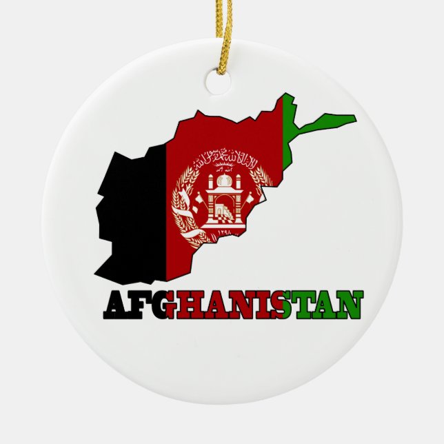 Flagga i karta av Afghanistan Julgransprydnad Keramik (Framsidan)