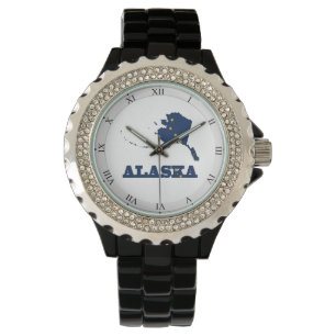 Flagga i karta av Alaska Armbandsur