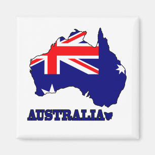 Flagga i karta av Australien Magnet