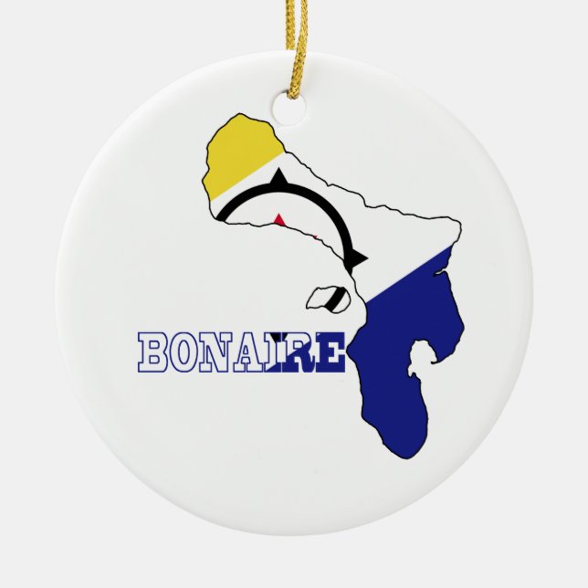 Flagga i karta av Bonaire Julgransprydnad Keramik (Framsidan)