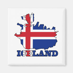 Flagga i karta av islandet magnet