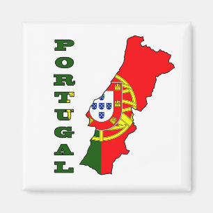 Flagga i karta av Portugal Magnet
