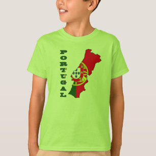Flagga i karta av Portugal T-shirt