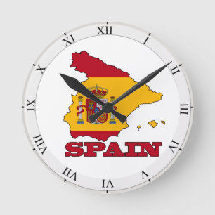 Flagga i karta av Spanien Rund Klocka