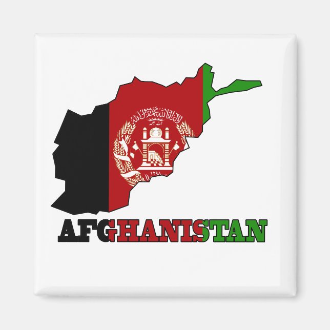 Flagga i Karta i Afghanistan Magnet (Framsidan)