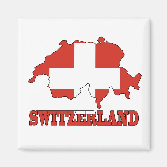 Flagga i Karta Schweiz Magnet (Framsidan)