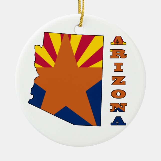 Flagga i kartan Arizona Julgransprydnad Keramik (Framsidan)