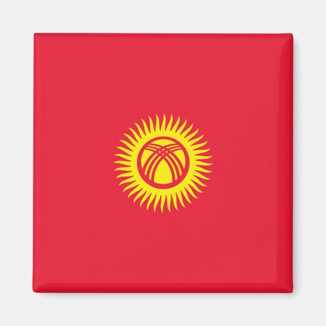 Flagga i Kirgizistan Magnet (Framsidan)
