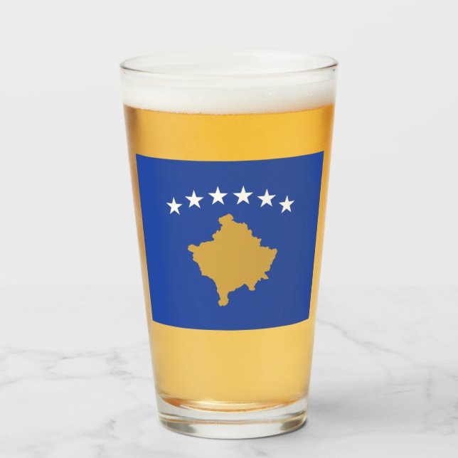 Flagga i Kosovo Glaskopp (Framsida fylld)