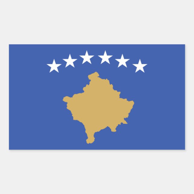 Flagga i Kosovo Rektangulärt Klistermärke (Framsida)