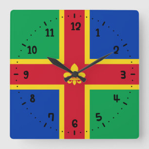 Flagga i Lincolnshire Square Wall Clock Fyrkantig Klocka