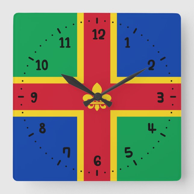 Flagga i Lincolnshire Square Wall Clock Fyrkantig Klocka (Framsida)