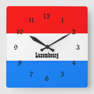 Flagga i Luxemburg, anpassad design Fyrkantig Klocka