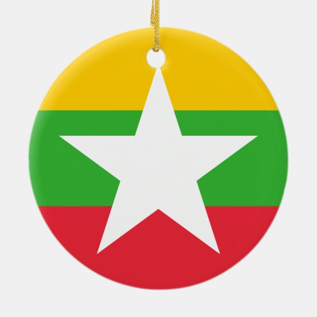 Flagga i Myanmar (Burma) Julgransprydnad Keramik (Baksidan)