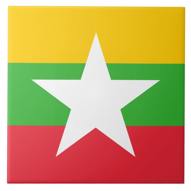 Flagga i Myanmar (Burma) Kakelplatta (Framsidan)
