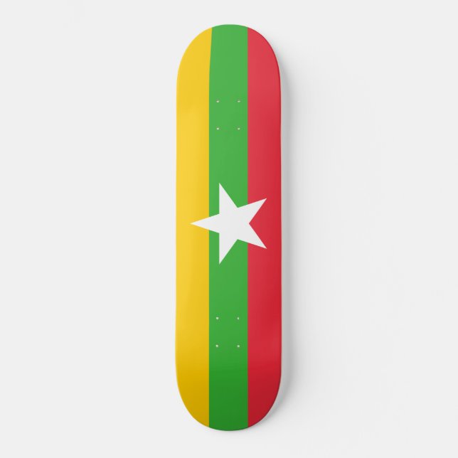 Flagga i Myanmar (Burma) Mini Skateboard Bräda 18,5 Cm (Framsida)