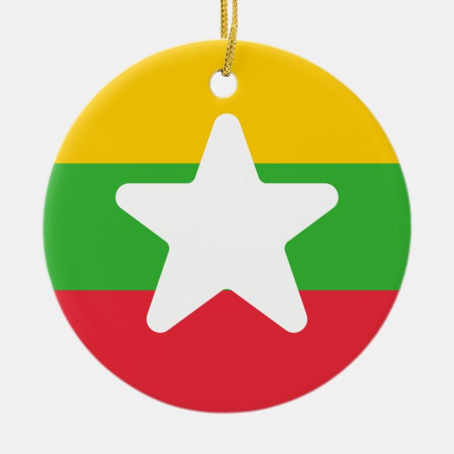 Flagga i Myanmar Julgransprydnad Keramik (Framsidan)