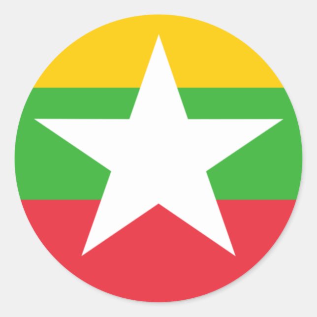 Flagga i Myanmar Runt Klistermärke (Framsida)