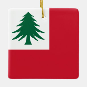 Flagga i New England (endast gräs) Julgransprydnad Keramik
