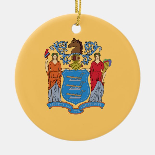 FLAGGA i NEW JERSEY Julgransprydnad Keramik (Framsidan)