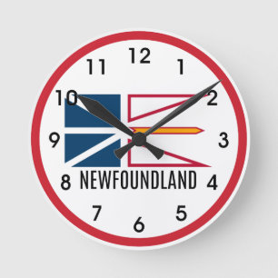 Flagga i Newfoundland Rund Klocka