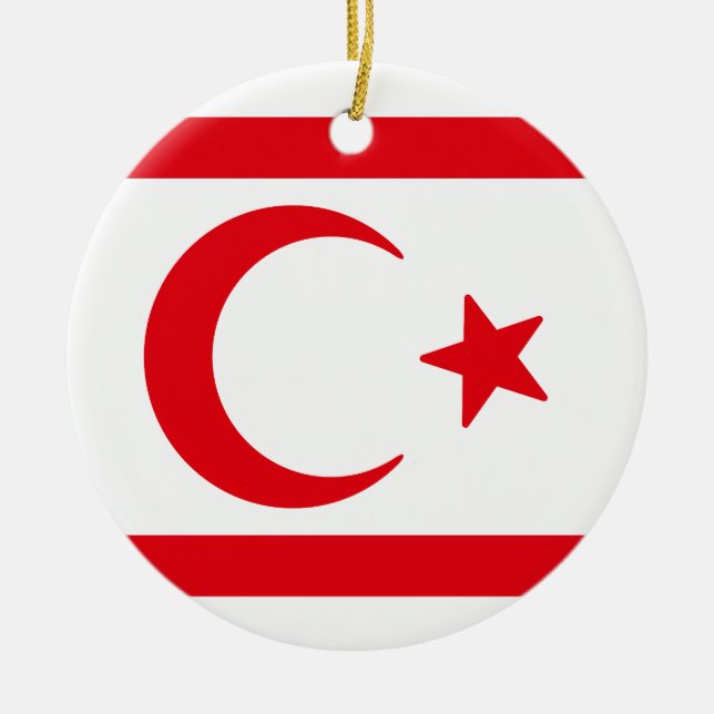 Flagga i norra Cypern Julgransprydnad Keramik (Framsidan)