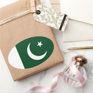 Flagga i Pakistan Ovalt Klistermärke