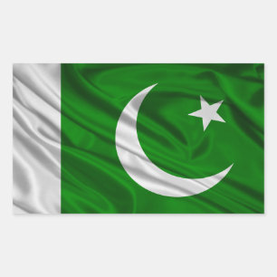 Flagga i Pakistan Rektangulärt Klistermärke
