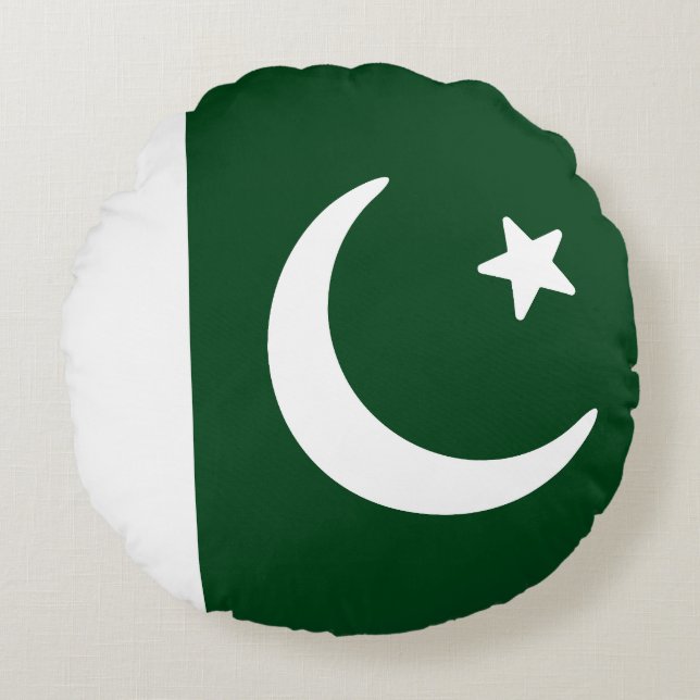Flagga i Pakistan Rund Kudde (Framsidan)