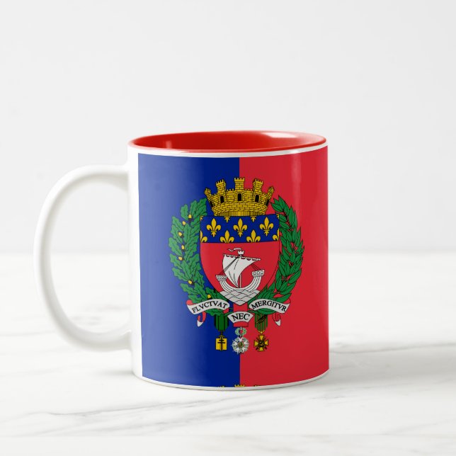 Flagga i Paris, Frankrike Two-Tone Coffee Mugg (Vänster)