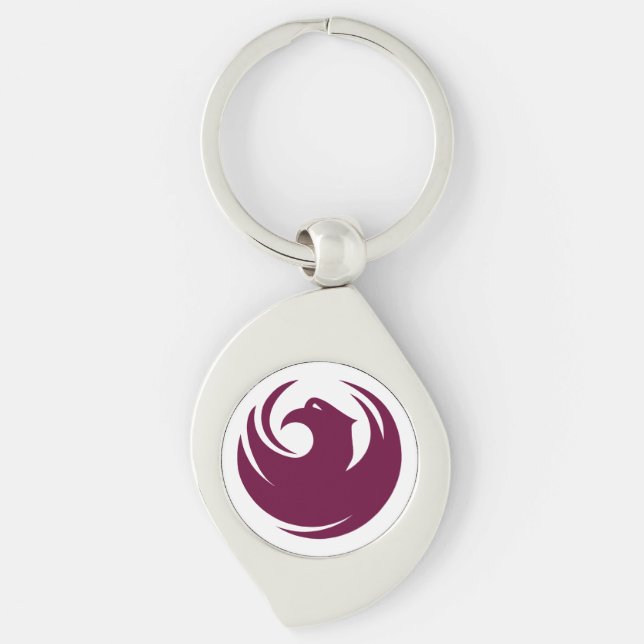 Flagga i Phoenix stad Arizona Swirl Silverfärgad Nyckelring (Framsidan)