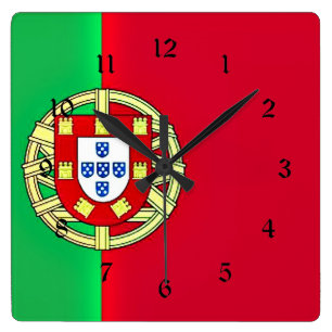Flagga i Portugal, färgnära anpassad design Fyrkantig Klocka