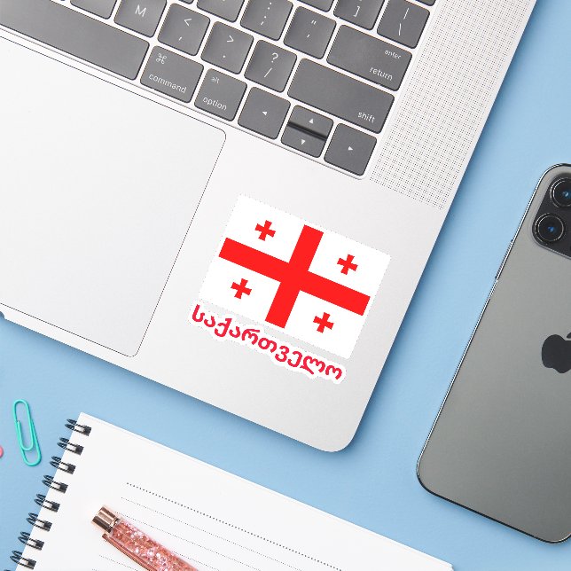 Flagga i Republiken Georgien Klistermärken (Laptop med iPhone)