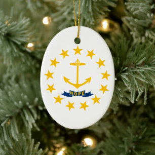 FLAGGA i RHODE ISLAND Julgransprydnad Keramik