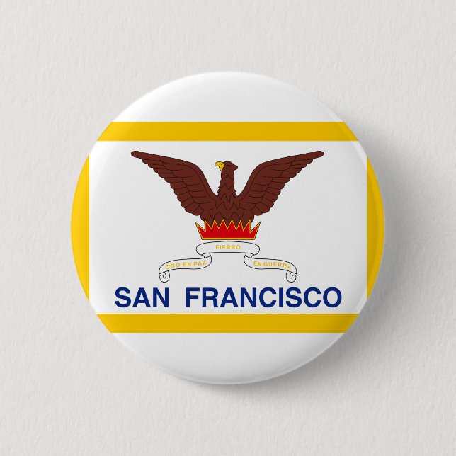 Flagga i San Francisco, Kalifornien Pinback Button Knapp (Framsida)