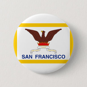 Flagga i San Francisco, Kalifornien Pinback Button Knapp