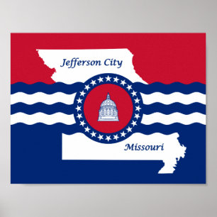 Flagga i staden Jefferson, Missouri Poster