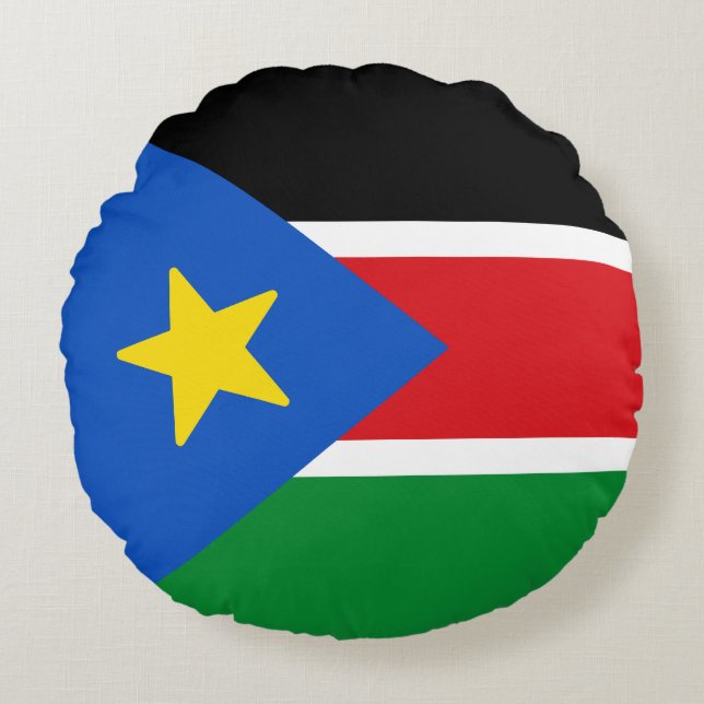 Flagga i Sydsudan Rund Kudde (Framsidan)