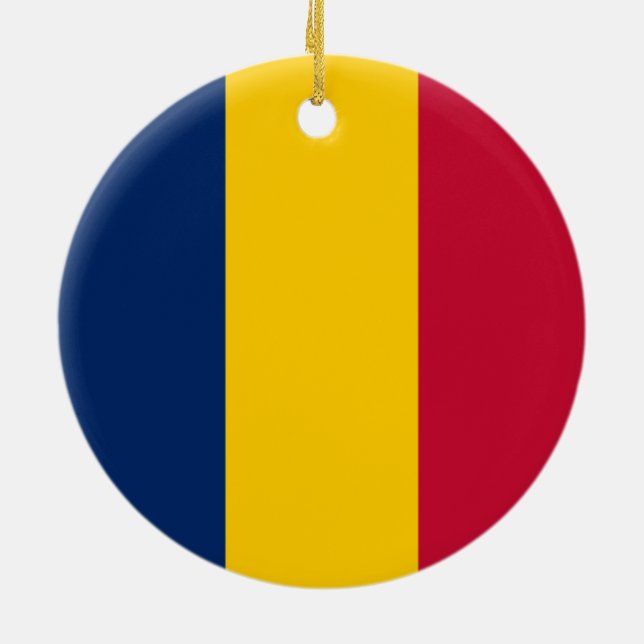 Flagga i Tchad (afrikanska Land) Julgransprydnad Keramik (Baksidan)