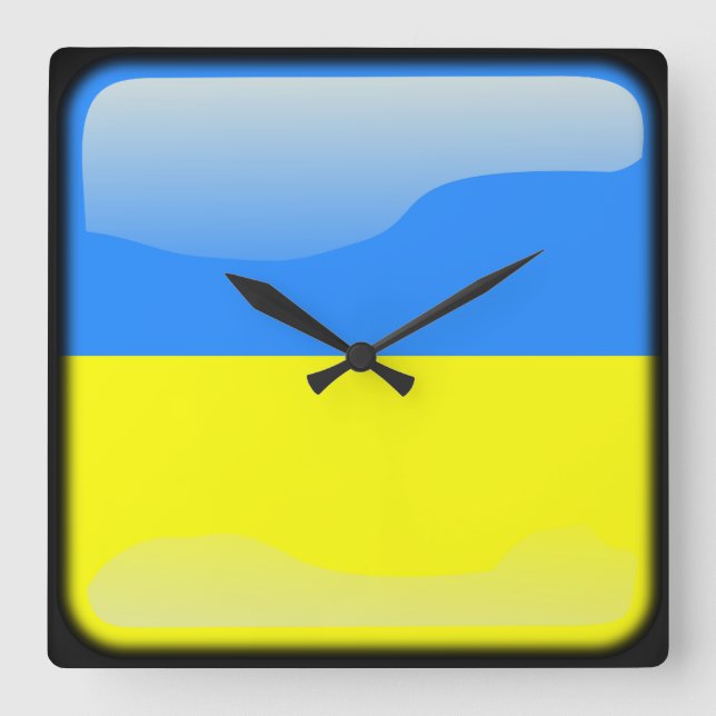 Flagga i Ukraina Fyrkantig Klocka (Framsida)