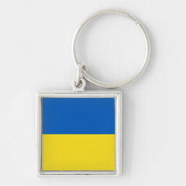 Flagga i Ukraina Fyrkantig Silverfärgad Nyckelring